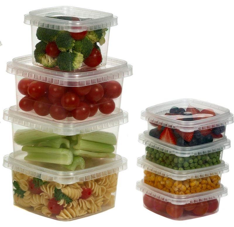 Decony 16-oz. Square Clear Deli Containers with Lids , Tamper-Proof BPA-Free , Take Out Food Storage Containers Space Saver Airtight Meal Prep Container , 25Pack - Image 1